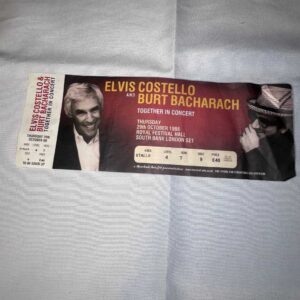 Elvis Costello and Burt Bacharach 29th October 1998 Royal Festival Hall Ticket Stub