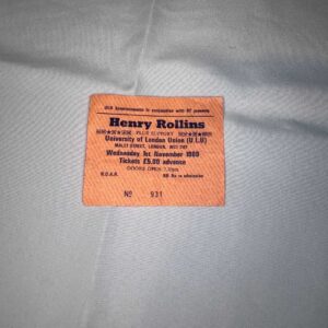 Henry Rollins Ticket Stub ULU London 1st November 1989 Rare