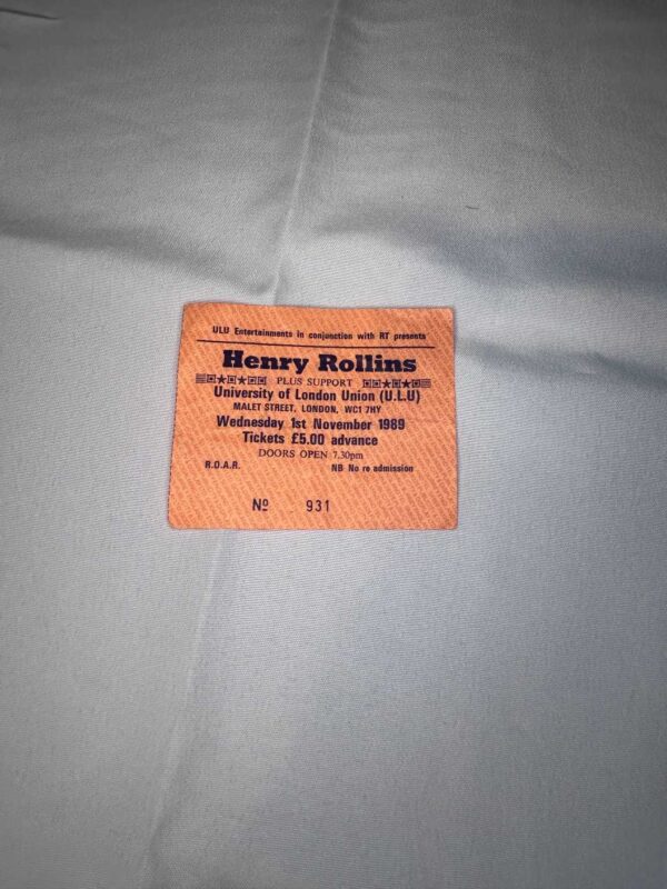 Henry Rollins Ticket Stub ULU London 1st November 1989 Rare