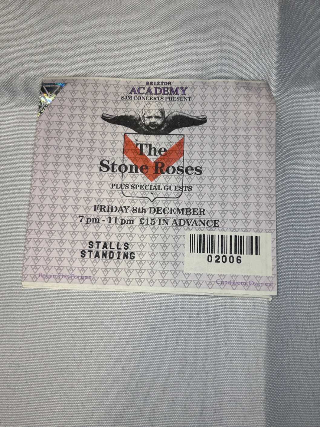 The Stone Roses Ticket Stub Brixton 8th December 1995