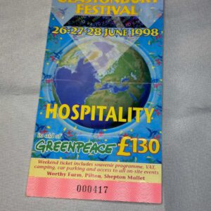 Glastonbury Hospitality Pass June 1998 Genuine