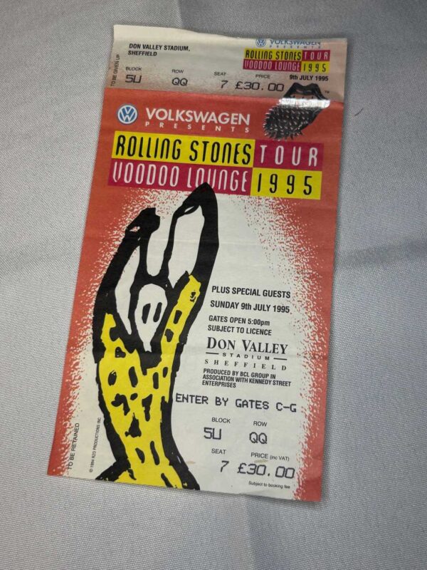 Rolling Stones Ticket Stub 1995 Sheffield 9th July Genuine