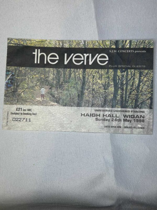 The Verve Ticket Stub 1998 24th May Wigan Genuine