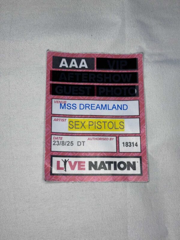 Sex Pistols AAA Pass Dreamland 23rd August 2025 Genuine Rare