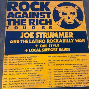 Rock Against The Rich Tour 1988 Poster Joe Strummer The Clash Original Rare