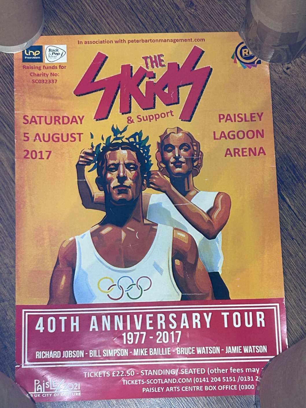 The Skids 40th Anniversary Tour Poster 2017 NM August 5th Paisley Lagoon Arena