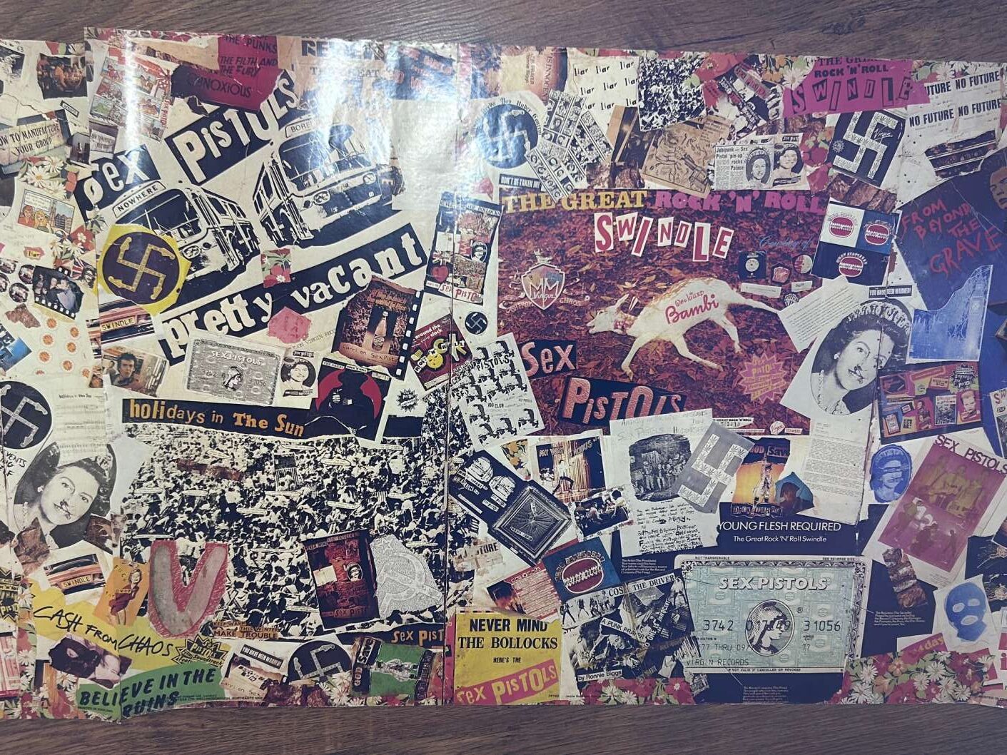 SEX PISTOLS – RARE 1983 TWO-PART JAMIE REID MURAL POSTER.