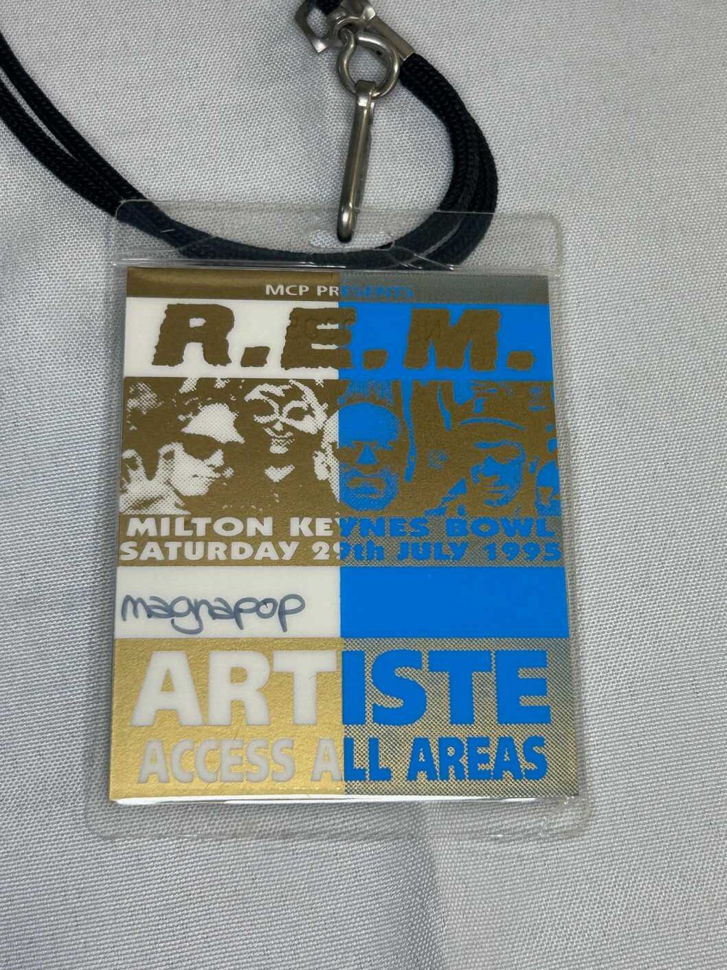 REM Access All Areas Tour Pass 1995 Milton Keynes Bowl 29th July 1995