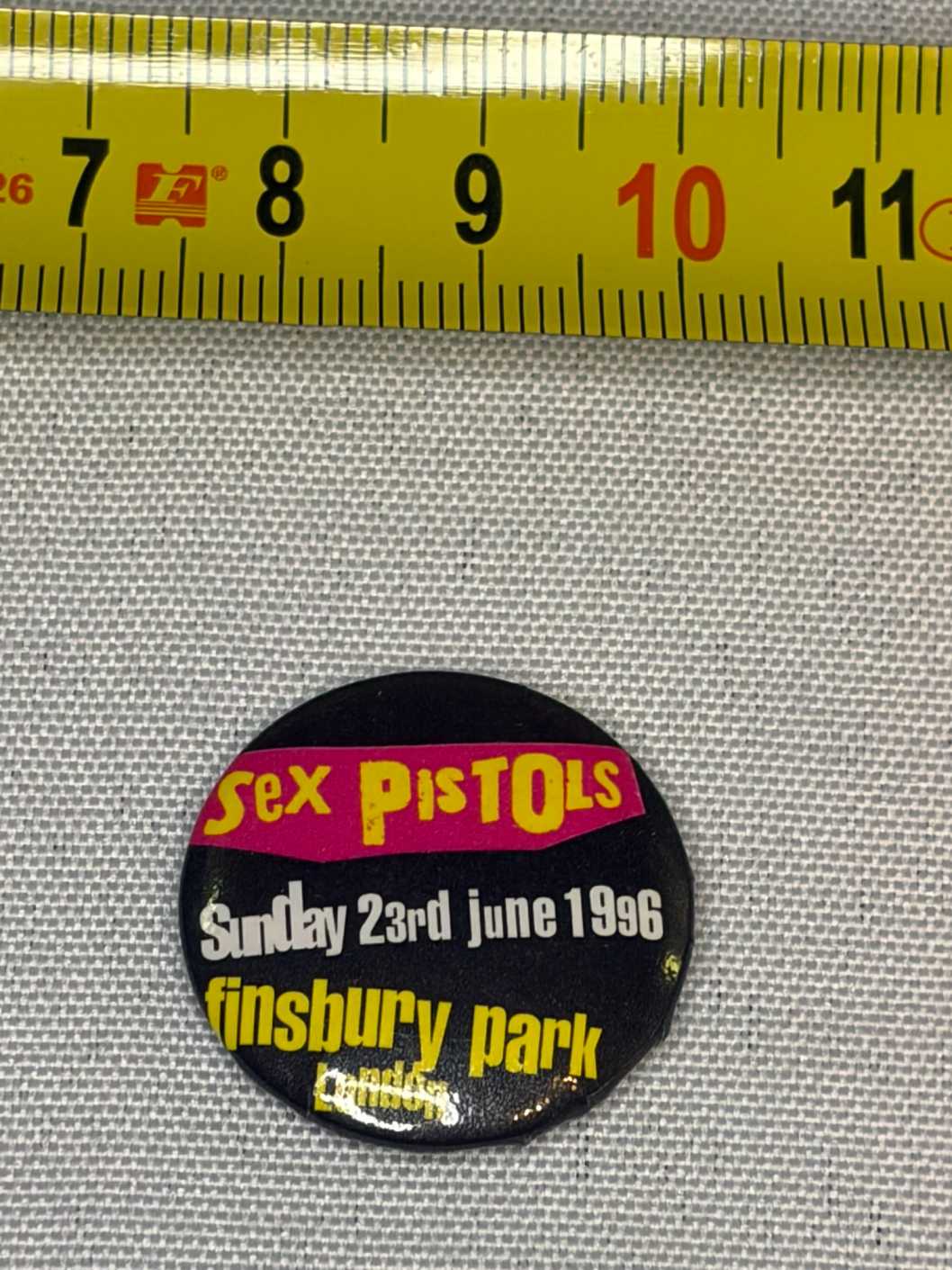 Sex Pistols Finsbury Park badge 25mm 23rd June 1996  Vintage