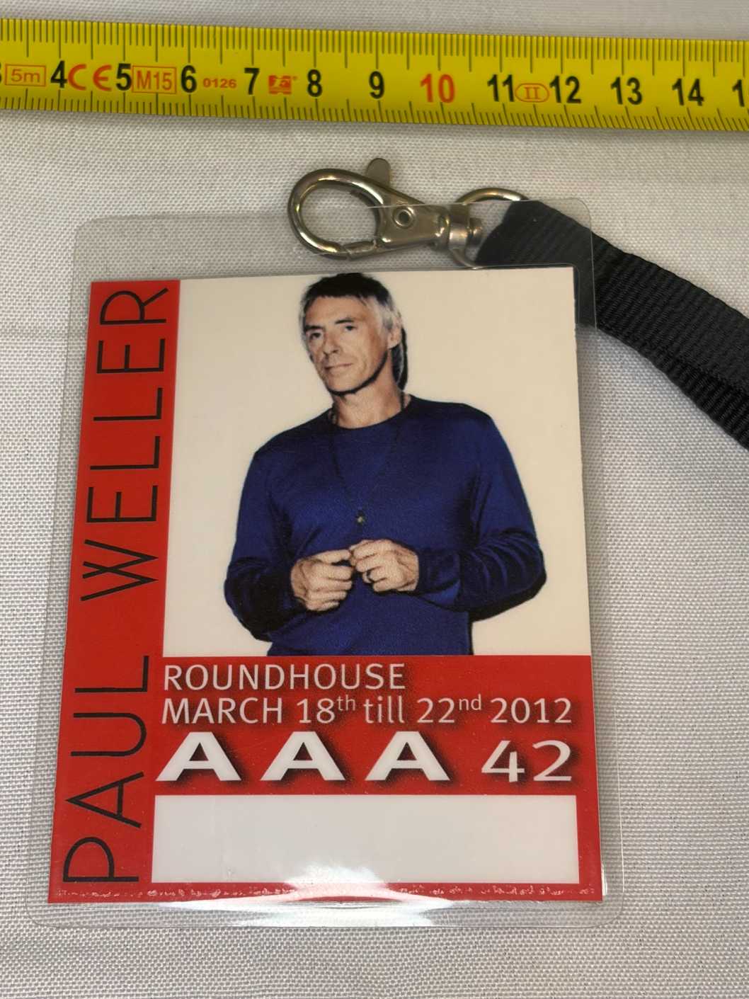 Paul Weller AAA Tour Pass Genuine 18th March 22nd March 2012 Roundhouse The Jam