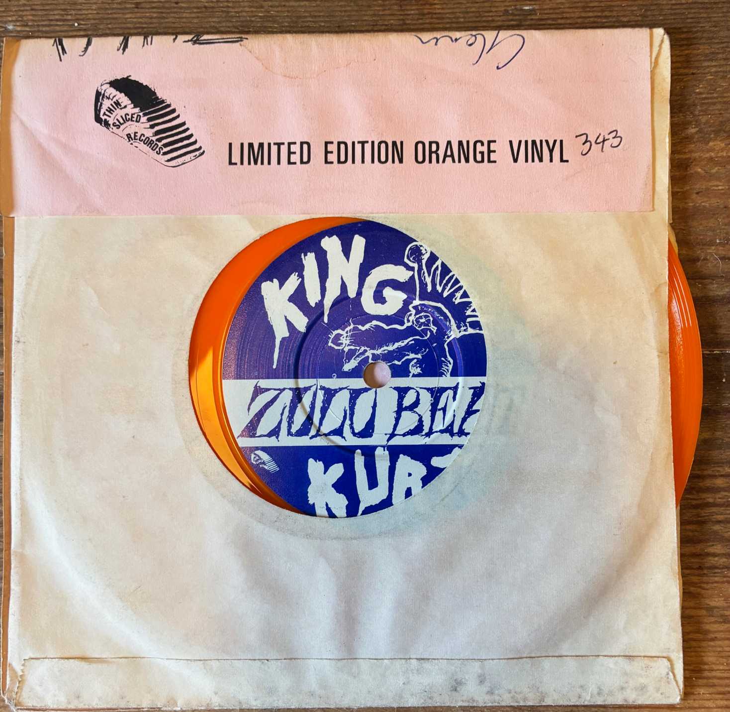 1982 King KURT Zulu Beat Sliced Records Orange Vinyl Numbered Customized Glenn Rare - Image 3